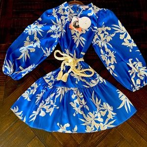 White/blue floral dress size xs